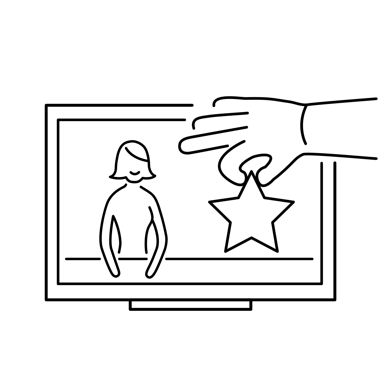 An illustration of a hand placing a star on a TV screen